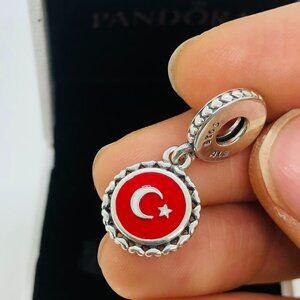 ✨🔥Pandora Turkey Flag Charm Türkiye Flag Charm S925 Silver with box